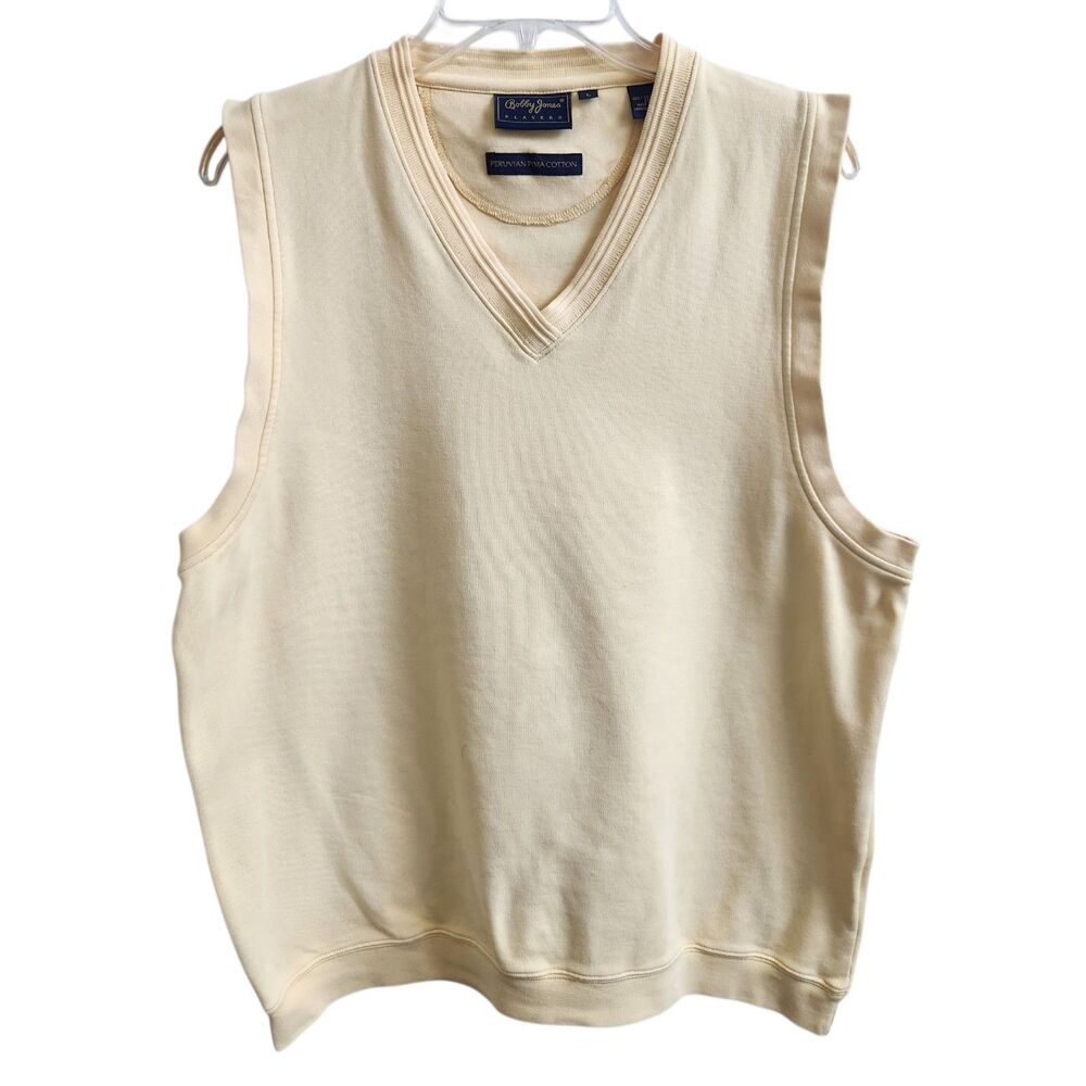 Bobby Jones Players-Mens Sweater Vest-Peruvian Pima Cotton-Yellow-Golf-Preppy-L